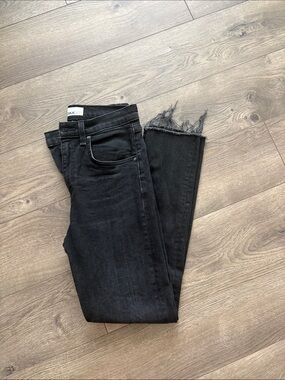 ASKK NY Women's Black Skinny Jeans with Frayed Hem